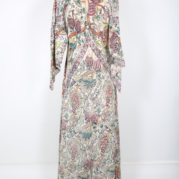 Vintage Caftan Floral Maxi Dress  Boho Hippie Bohemian - Picture 4 of 7
